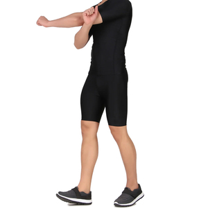 Shorts de compression noirs pour hommes, style sportif, séchage rapide, spandex, polyester, taille élastique, longueur Bermuda - Product Image 1