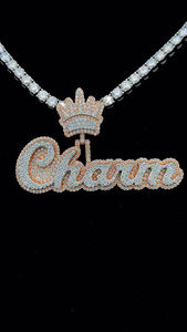 เครื่องประดับยอดนิยมฮิปฮอปประกาย3D เย็นสองโทนสีโรสโกลด์และเงิน VVS เพชรโมอิสซาไนท์จี้ชื่อตัวอักษร - Product Image 4