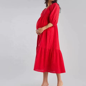 Robe de maternité pour femmes enceintes, taille plus, couleur unie, élégante, longue, maxi, vêtements d'été pour femmes enceintes - Product Image 1