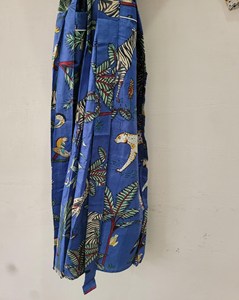 ชุดกิโมโนผ้าฝ้ายพิมพ์ลายบล็อกสีครามสุดหรู ระบายอากาศได้ดี แขนยาว เป็นมิตรกับสิ่งแวดล้อม งานฝีมือดั้งเดิมสำหรับฤดูร้อน - Product Image 2