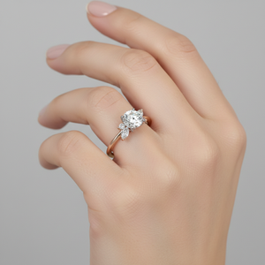 Bague de fiançailles en diamant de laboratoire Stonewels avec pierres latérales accentuées en taille marquise pour bague de mariée en or de luxe certifiée - Product Image 5