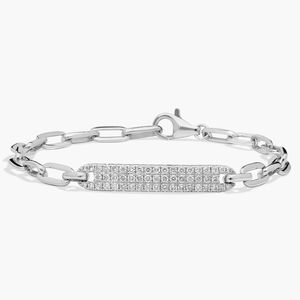 14K Yellow Gold Rectangular Pavé Lab Grown Diamond Link <b>Bracelet</b> - Product Image 3