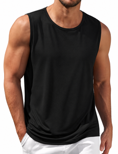 <b>Men's</b> <b>White</b> Cotton Sleeveless Tank Top O-Neck Casual Knitted Breathable Solid <b>Vest</b> - Product Image 2
