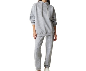 Conjunto Deportivo de Dos Piezas de Forro Polar con Logotipo Personalizado para Otoño e Invierno, Chándal para Mujer, Ropa Deportiva, Conjunto de Sudadera, Ropa de Entrenamiento Estampada - Product Image 6