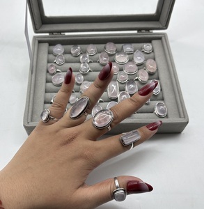 Natural Rose Quartz <b>Ring</b> 925 Sterling Silver Plated <b>Ring</b> Handmade Pink Gemstone <b>Statement</b> Cocktail <b>Ring</b> Wholesale - Product Image 3