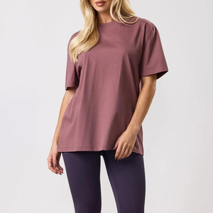 Camisetas de Mujer Vintage de Punto Sólido con Cuello Redondo, Transpirables, de Secado Rápido, Corte Regular, 100% Algodón Ecológico, Camiseta de Verano para Mujer - Product Image 4