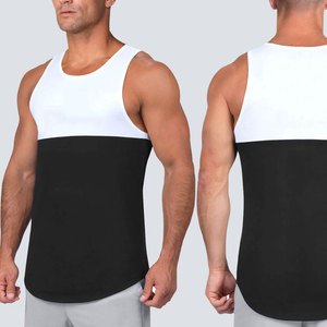 Camiseta sin mangas multicolor para hombre, de moda, color liso, para gimnasio, culturismo, entrenamiento, chaleco, venta al por mayor, con patrón de paneles, de secado rápido, para correr - Product Image 4