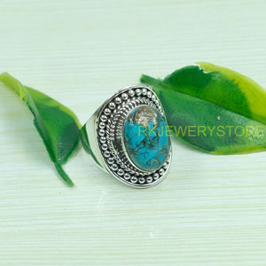 Anillo de Turquesa Azul Cobre, Anillo de Plata de Ley 925, Anillo Hecho a Mano con Diseño Único, Anillo con Gema, Joyería de Turquesa, Regalo - Product Image 2