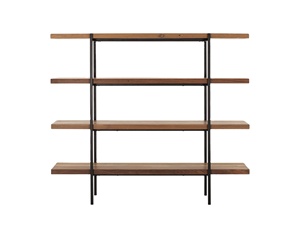 Mobilier moderne portable grande bibliothèque haute 4 niveaux échelle en métal industrielle étagère à livres armoire à vin en bois pour le salon - Product Image 2