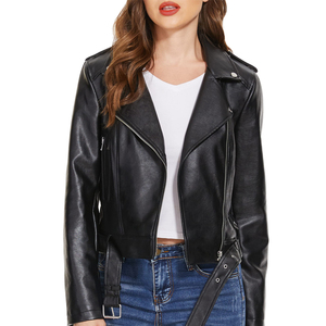 New Fashion <b>Long</b> Sleeve Autumn <b>Leather</b> <b>Jackets</b> for Ladies High Street Custom Design Regular Length Women <b>Leather</b> <b>Jacket</b> - Product Image 1