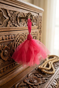 Porte-clés en tulle rose avec pompon, décoration suspendue, style bohème, décoration intérieure, accessoire pour le salon - Product Image 6