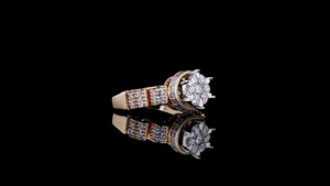 Bague de fiançailles halo bicolore en or 18 carats avec grappe de diamants de laboratoire, bijoux de mariée pour fête de mariage - Product Image 3