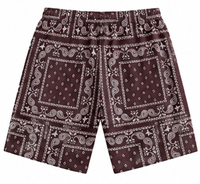 Shorts de bain décontractés pour hommes avec cordon de serrage, respirants, écologiques, séchage rapide, 100 % polyester, motif cachemire hawaïen, poches, tricotés
