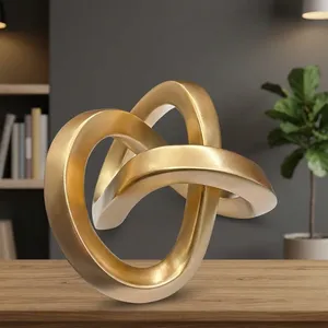 Escultura Geométrica Moderna Dorada, Adorno Decorativo para el Hogar, para Mesa de Sala de Estar, Estante, Oficina y Decoración Interior Contemporánea - Product Image 6