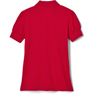 Uniforme scolaire pour filles, polo décontracté à manches courtes bouffantes, boutons en strass, tricoté, 100% coton, écologique, séchage rapide - Product Image 2