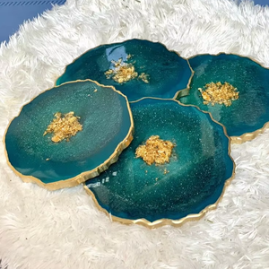 ที่รองแก้วลายดอกไม้สไตล์อาร์ตเดโค งานแฮนด์เมด เรซิ่นหรูหรา คลาสสิก เหมาะสำหรับงานแต่งงาน รอมฎอน ดิวาลี น้ำหนักเบา คุณภาพสูงระดับโลก - Product Image 1