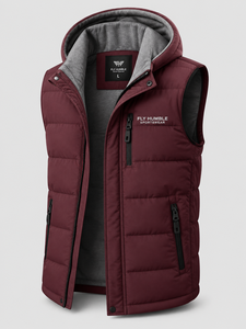 FLY HUMBLE SPORTSWEAR Chaleco con Capucha y Cuello Alto para Hombre, Otoño, con Bolsillos con Cremallera, Tejido de Lona Transpirable, Cortavientos, Casual - Product Image 2