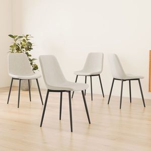 Juego de 4 Sillas de Comedor Modernas con Asientos Acolchados de Lino y Patas de Metal Negro Resistentes, Diseño Beige para Mesa de Comedor - Product Image 3