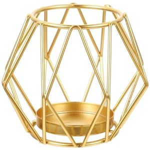 Geometric Gold Metal <b>Lantern</b> Hexagon Shape Home Decoration Durable Candle Holder - Product Image 1