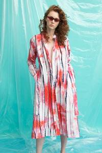 Women's Tie-Dye <b>Long</b> Sleeve Maxi <b>Dress</b> V-Neck Wrap Belted <b>Boho</b> Style Rayon Natural Waist Casual Loose Fit Woven All Seasons - Product Image 3