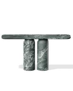 Marble Solid Surface Water Resistant Modern Console Table with Polished Finish and <b>Square</b> <b>Edge</b> for Interior Use - Product Image 2