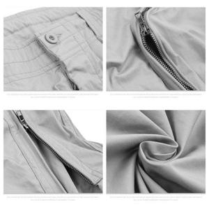 Pantalon cargo pour homme, gris clair uni, coton, taille mi-haute, coupe classique, style utilitaire, saison printemps - Product Image 2