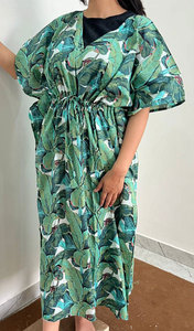 Vestido Kaftan de Algodón Estampado de Inspiración Tradicional para Mujer con Diseño Elegante, Tela Suave y Elegancia Casual Relajada - Product Image 1