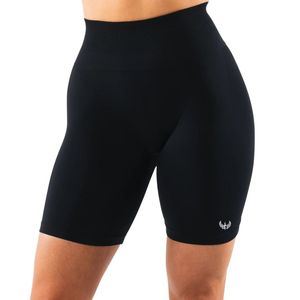 <b>Women's</b> Jet Black High Waist Biker Gymwear <b>Shorts</b> <b>Compression</b> Stretch Workout Fitness Training Yoga Activewear Everyday Comfort - Product Image 1