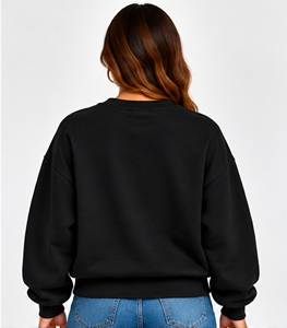 Women's <b>Black</b> Oversized <b>Crew</b> <b>Neck</b> <b>Sweatshirt</b> Full Sleeve 100% Cotton Knitted Autumn Wear - Product Image 2