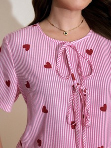 Ensemble décontracté d'été pour femme, imprimé, 100 % coton, design vintage, respirant, écologique, longueur intégrale, léger, avec cordon de serrage - Product Image 3