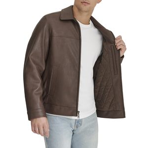 Chaqueta Bomber Premium de Cuero Genuino Marrón Ecológico para Hombre, con Cierre Frontal y Logotipo, Hecha a Medida - Product Image 5