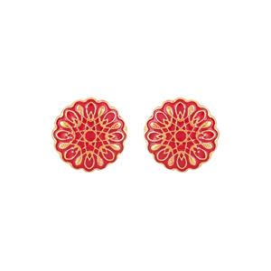 Luxury Gold Plated Red Enamel Floral <b>Cufflinks</b> for Men Formal <b>Shirt</b> Accessories Wedding Business Gift Designer Cuff Links - Product Image 2