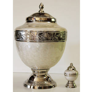 Metal Cremation Urn for Ashes Silver <b>Engraved</b> Funeral Urn Large Adult Memorial Urn Secure Lid Decoratives Keepsake - Product Image 6