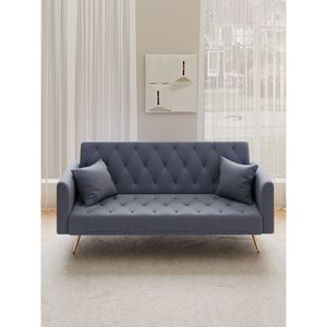 Divano Letto Convertibile American Vintage in Velluto Grigio da 71 Pollici per Piccoli Soggiorni, Camere da Letto o Uffici - Product Image 5