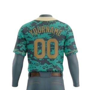 Ensemble d'uniformes de baseball personnalisés pour hommes, maillot camouflage à manches courtes, respirant, en polyester, pour toutes les saisons, vêtements d'équipe avec fermeture à boucle - Product Image 4