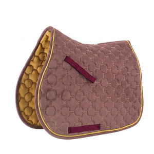 Tapis de selle de dressage TOUGH TACK vert olive en velours matelassé avec sangles violettes, doublure polaire, coque en coton - Product Image 5