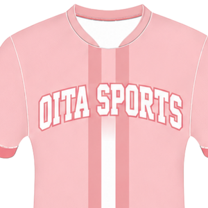Camiseta Deportiva de Manga Corta Rosa Bebé y Blanca, Cuello Redondo, con Número Estampado, Transpirable, para Entrenamiento Atlético, Uniforme de Béisbol - Product Image 3