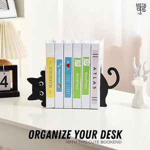 Cute Cat Shape Metal <b>Bookends</b> For Book Storage Holder Standing Type Decorative Organizer - Product Image 3