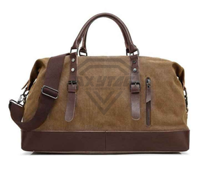 Bolsa de Viaje de Lona Vintage para Hombre, Bolsa de Cuero para Fin de Semana, Equipaje de Mano, Bolsa Deportiva Impermeable de Gran Capacidad para Gimnasio - Product Image 1