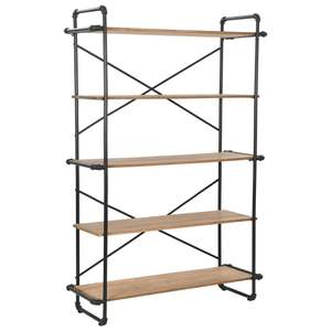 Solid Firwood & Steel 47.2"x16.5"x70.8" <b>Bookcase</b> & Bookshelf - Product Image 1
