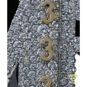 Colgante Personalizado con Iniciales MR 333 con Diamantes Moissanite VVS Engastados a Mano en Plata de Ley 925, Joyería Hip Hop Personalizada - Product Image 6