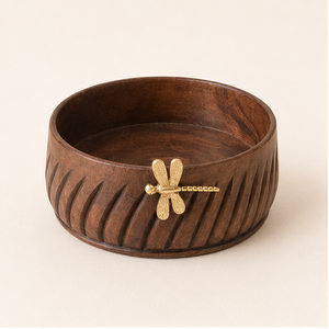 Tazón para Servir Ensaladas de Madera de Acacia Tallado a Mano con Borde Dorado, Diseño Moderno, Ecológico y Duradero, Precio de Fábrica - Product Image 1