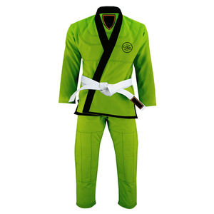 Kimono de Jiu-Jitsu Brasileño (BJJ) de color verde neón, uniforme de artes marciales, kimono de Jiu-Jitsu de algodón con cinturones. - Product Image 3