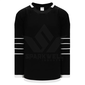 Custom Unisex <b>Light</b> Blue White Navy Striped Ice Hockey Jersey V <b>Neck</b> Full Sleeve Moisture Wicking Heat-Transfer Printed - Product Image 3