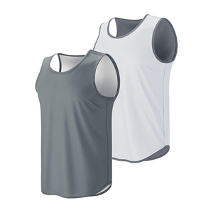 เสื้อบาสเก็ตบอลสีม่วงขาวแบบสั่งทำ OEM  ไม่มีแขน คอวี  สำหรับผู้ใหญ่  ผ้าโพลีเอสเตอร์ ระบายเหงื่อได้ดี  ชุดกีฬา - Product Image 4