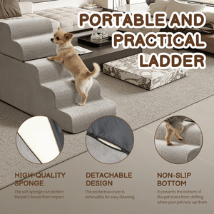 5 <b>Step</b> Dog Stairs for High Beds Non-Slip Removable Washable Cover Pet Ramp for Indoor & Outdoor Use for <b>Small</b> Dogs & Cats - Product Image 4