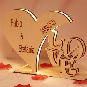 Nom personnalisé en forme de coeur contreplaqué Style religieux vietnamien décoration de table à la maison personnalisé saint valentin chaud de cette année - Product Image 1