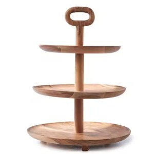 Support à gâteau en bois artistique, plateau de présentation de gâteau, plateau de service pour desserts, décoration de table pour événements - Product Image 2