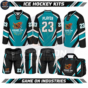 Factory Direct Supplier Trendy Personalized Sublimation Ice Hockey Gear Package Breathable Jersey Pants And Travel Kit <b>Bags</b> - Product Image 2