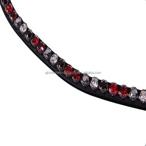 Diamantes de imitación de cristales multicolores grandes personalizados de 1 fila, cadena ostentosa, banda de frente de caballo de cuero genuino en tamaños de mazorca completos - Product Image 2